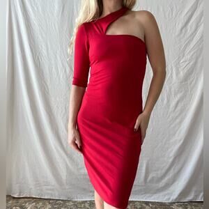 NWT Revolve X Susana Monaco Red Asymetrical Bodycon Knee Length Dress - Small